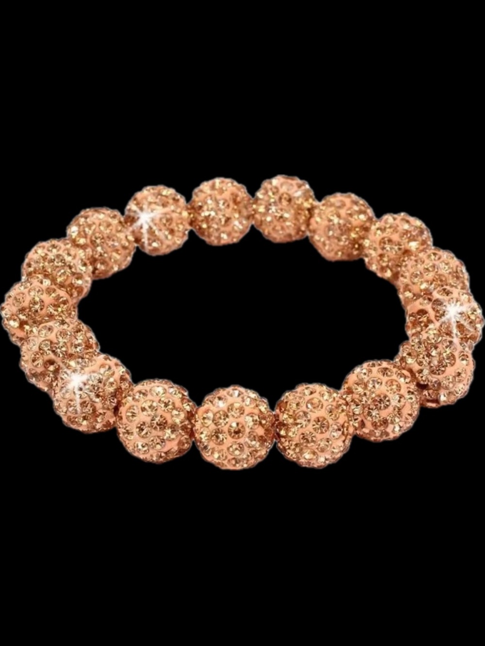 Champagne bronze gold Pave set Swarovski Crystal BLING Disco Ball Bracelet